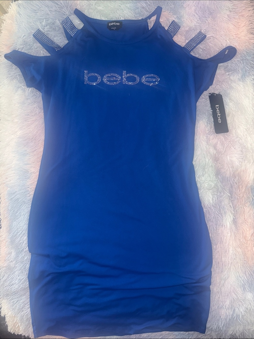 BEBE Cold-Shoulder dress large nwt bling